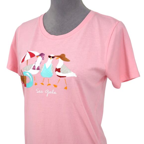 J Crew Top Womens Small Pink Cotton Collector Tee Sea Gals T-shirt Pullover New - Picture 9 of 16